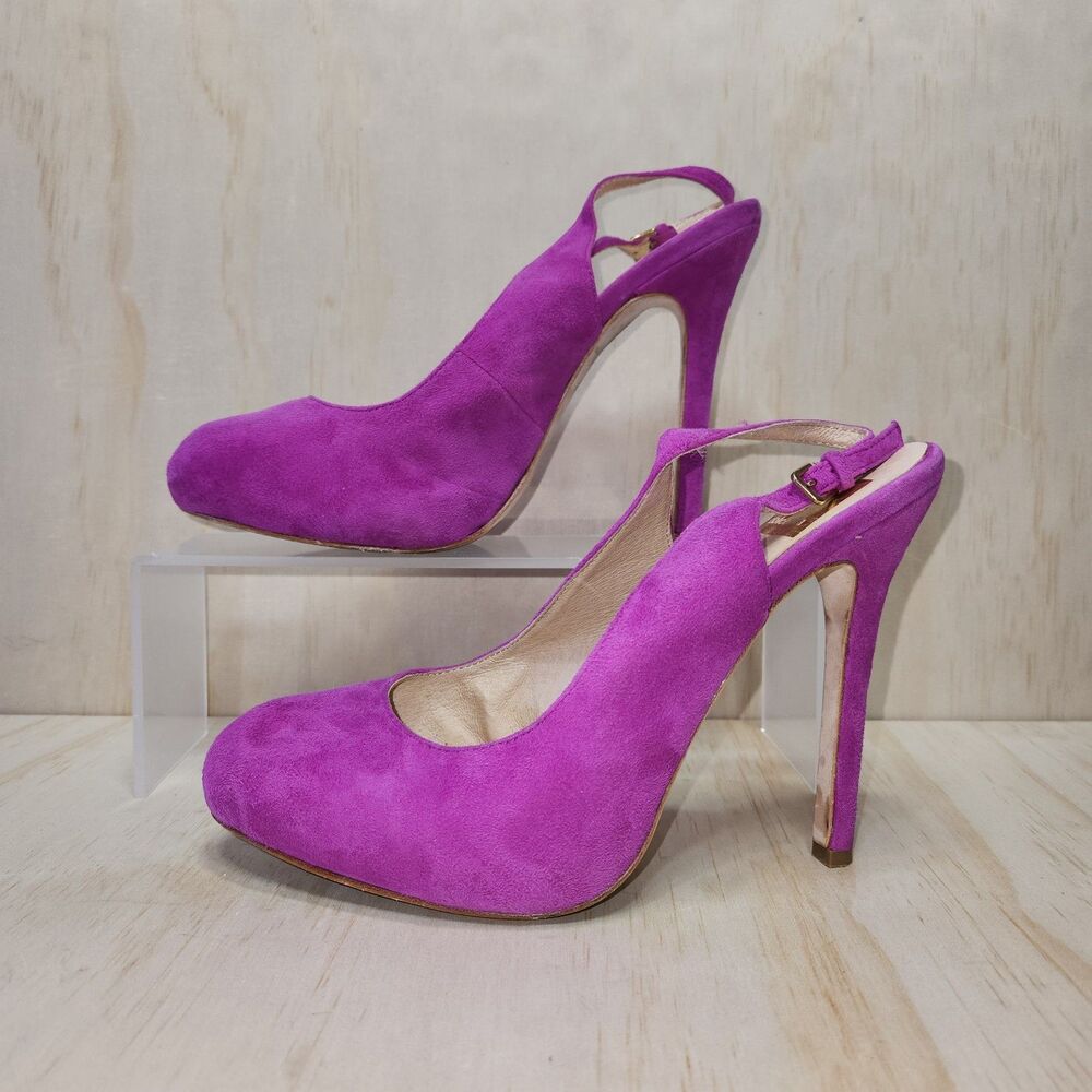 Dolce Vita Bambi Slingback Suede Pumps Magenta Heel Shoe Women 9
